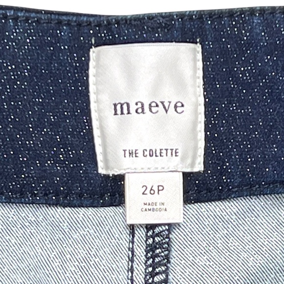 Anthropologie Maeve The Colette Sparkle Denim Cropped Wide Leg Jeans Size 26P - Picture 8 of 13